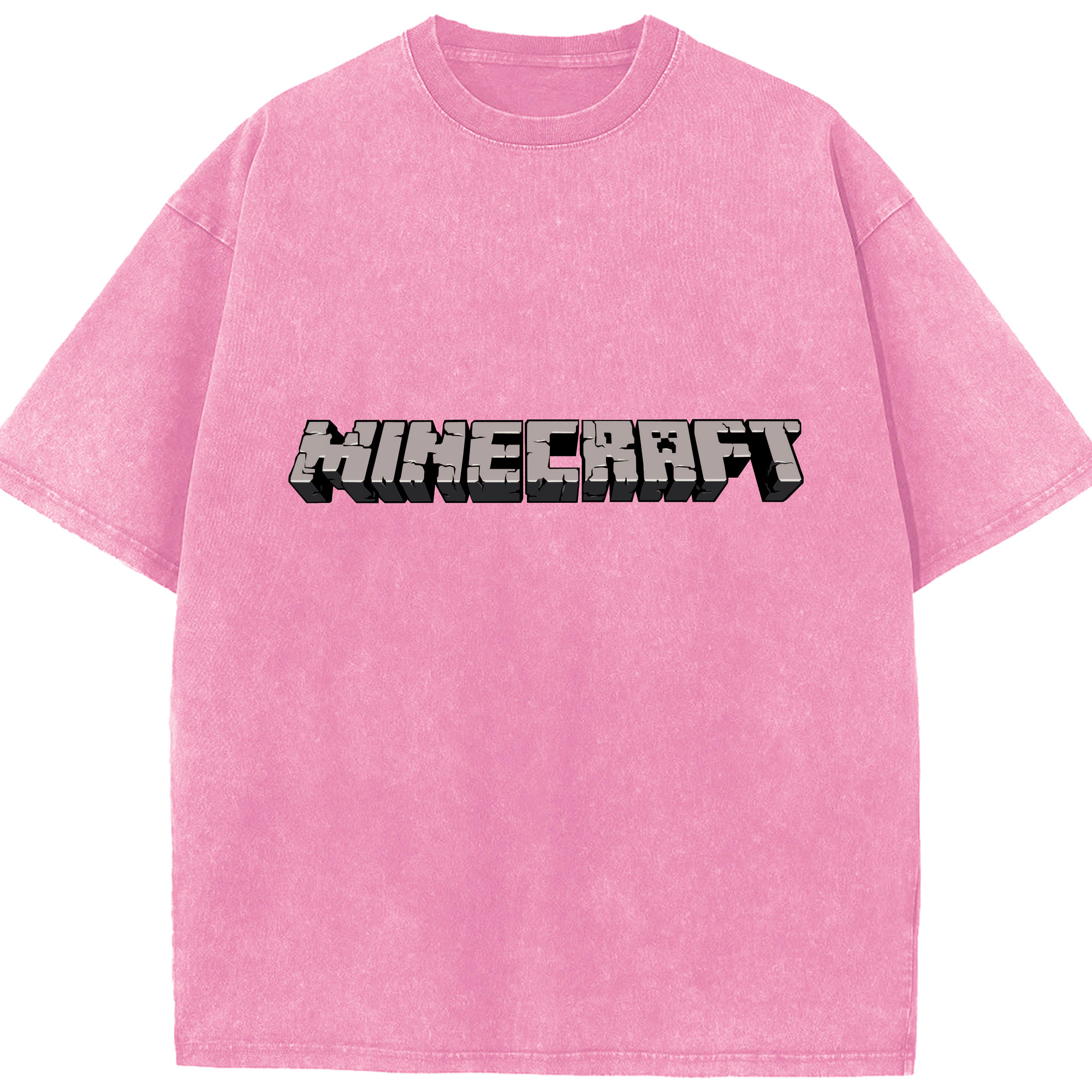 （画像用） マインクラフト ブロックの世界 Minecraft MC Block world 綿100% ヴィンテージ風 半袖Tシャツ（フロントプリント）